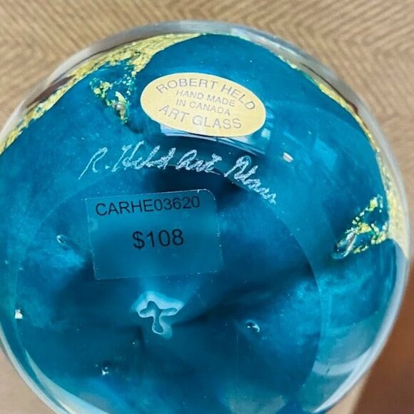 Robert Held Art Glass Round Sphere Paperweight Vintage - Picture 5 of 5